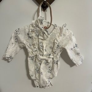 Baby girl 3 month one piece outfit with matching headband.